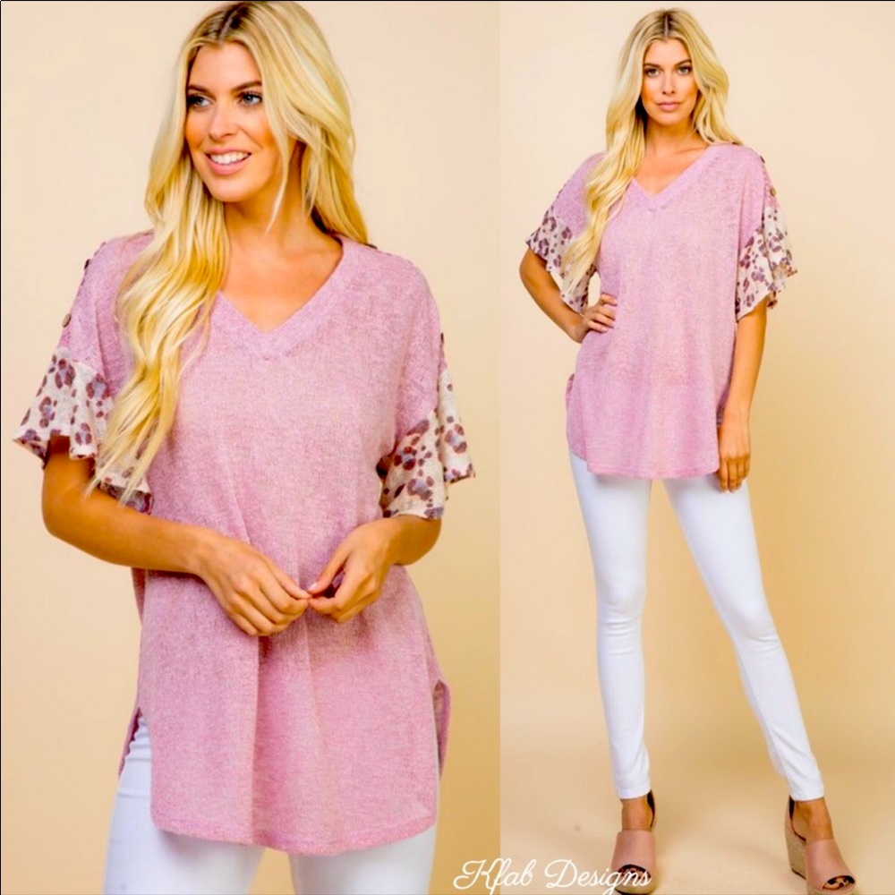 Gorgeous💗Pink French terry tops/fabric sleeves 🌸